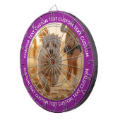 Custom Photo Dartboard & Text - PURPLE Surround ダーツボード (正面右)