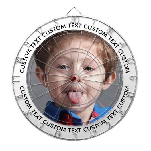 Custom Photo Dartboard & Text - WHITE Surround ダーツボード (正面)