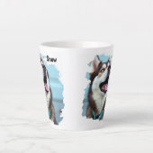 Custom Photo Dog Husky Name Blue Latte Mug カフェラテマグ (正面)