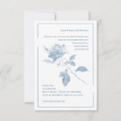 Custom Photo Dusty Blue Floral Wedding Calligraphy サンキューカード (裏面)