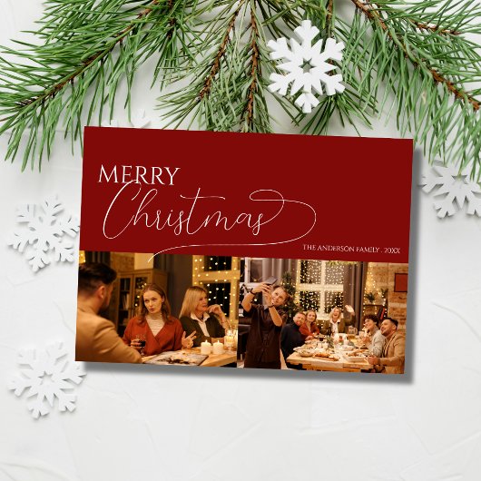 custom photo elegant colorful merry christmas Card シーズンカード