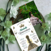Custom Photo Emerald Green Quinceañera Invite 招待状