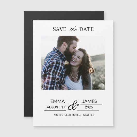 Custom Photo Engagement Save the Date magnet (正面/裏面)