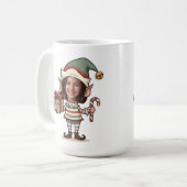 Custom Photo Face Christmas Elf コーヒーマグカップ (正面左)