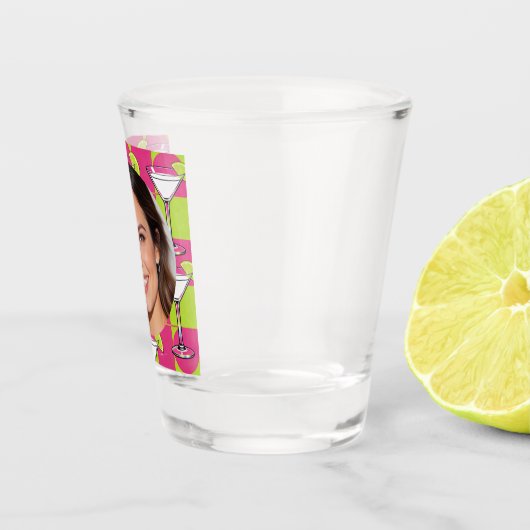 Custom Photo Face & Cocktail Personalized Pink ショットグラス (右)
