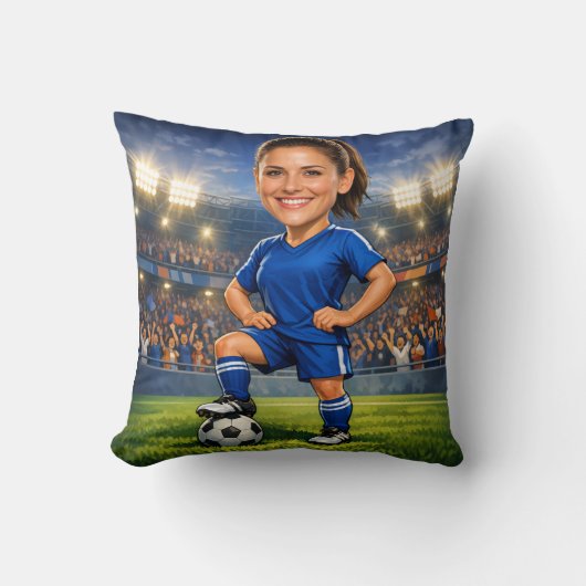 Custom Photo-Face Soccer/Football Star Caricature クッション (正面)
