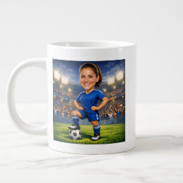 Custom Photo-Face Soccer/Football Star Caricature ジャンボコーヒーマグカップ