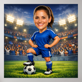 Custom Photo-Face Soccer/Football Star Caricature ポスター