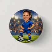 Custom Photo-Face Soccer/Football Star Caricature 缶バッジ (正面)