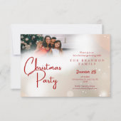 Custom Photo Family Holiday Holly Christmas  招待状 (正面)