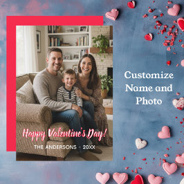 Custom Photo & Family Name. Valentines シーズンカード