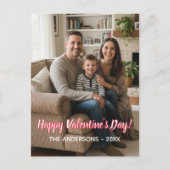  Custom Photo & Family Name. Valentines シーズンポストカード (正面)