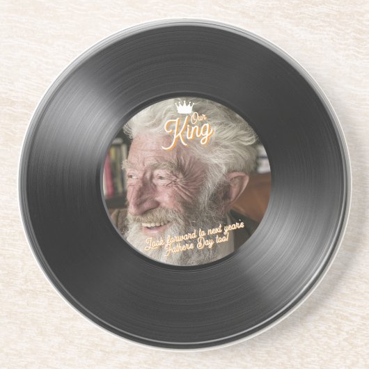 Custom Photo Father's Day Record Sandstone コースター (正面)