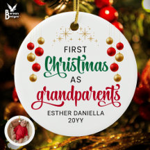Custom Photo FIRST CHRISTMAS AS GRANDPARENTS 