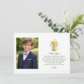 Custom Photo First Holy Communion Blue サンキューカード (スタンド正面)