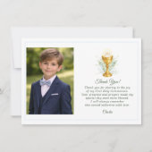 Custom Photo First Holy Communion Blue サンキューカード (正面)