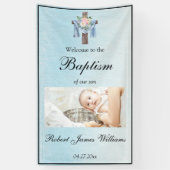 Custom Photo Floral Christening Baptism Welcome 横断幕 (縦)