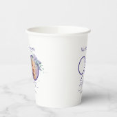 Custom Photo Floral Purple 90th Birthday 紙コップ (左)