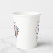 Custom Photo Floral Purple 90th Birthday 紙コップ (右)