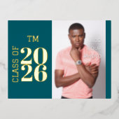 Custom Photo Foil Graduation Invitation Postcard 箔招待状ポストカード (正面)