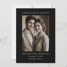 Custom Photo Formal Black Wedding Save the Date