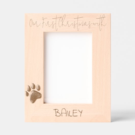 Custom Photo Frame Puppy 1st Christmas, 5 x 7" レーザー彫刻フレーム (正面)