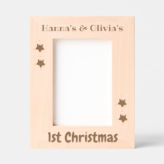 Custom Photo Frame, Twins 1st Christmas, 5 x 7" レーザー彫刻フレーム (正面)