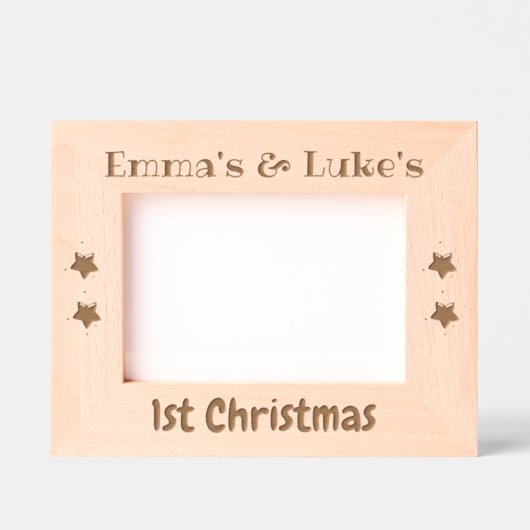 Custom Photo Frame, Twins 1st Christmas, 7 x 5" レーザー彫刻フレーム (正面)