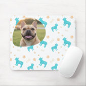Custom Photo French Bulldog Mouse Pad  Pastel Blue マウスパッド (マウス)