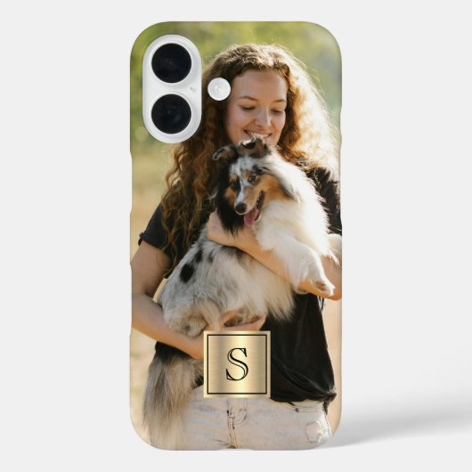 Custom Photo Gold Frame and Black Monogram Case-Mate iPhoneケース (裏面)