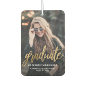 Custom Photo Gold Script Graduation カーエアーフレッシュナー (正面)