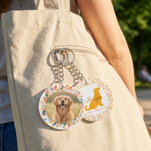 Custom Photo Golden Retriever - Pastel Orange キーホルダー