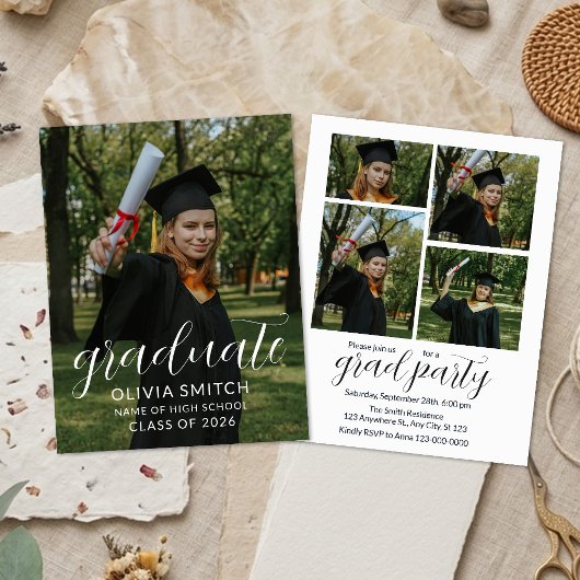 Custom Photo Graduation Party Invitation 招待状