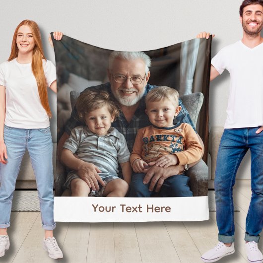 Custom Photo Grandpa Blanket Fleece Cozy Gift Idea フリースブランケット