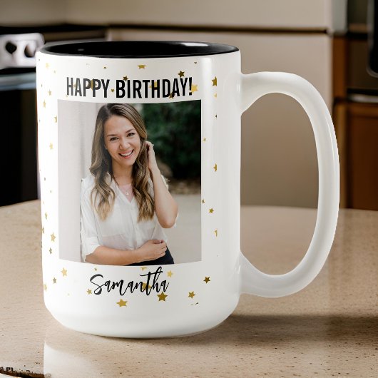 Custom Photo Happy Birthday Mug for Women ツートーンマグカップ