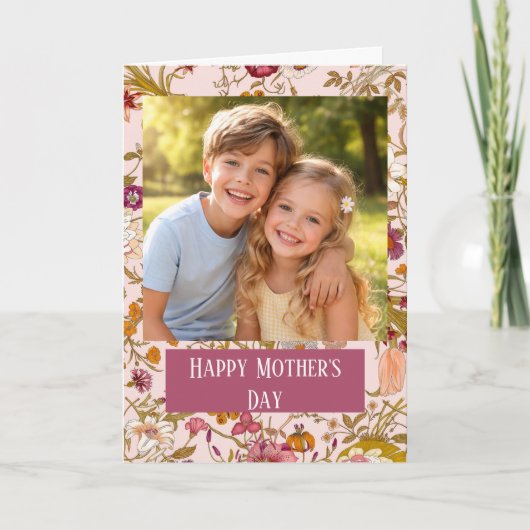 Custom Photo Happy Mother’s Day floral カード (正面)