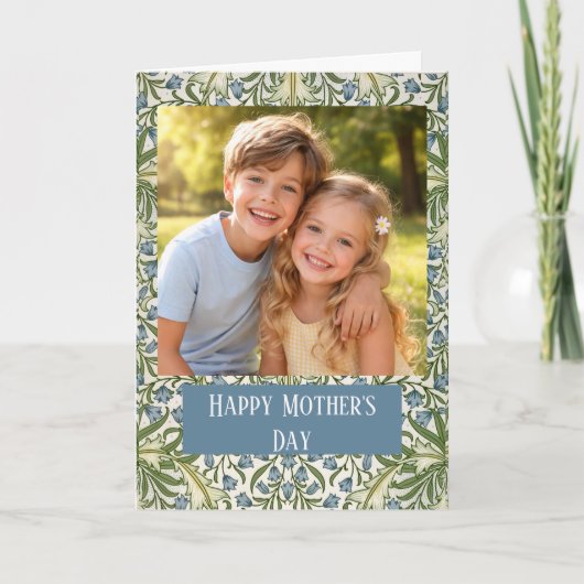 Custom Photo Happy Mother’s Day floral カード (正面)