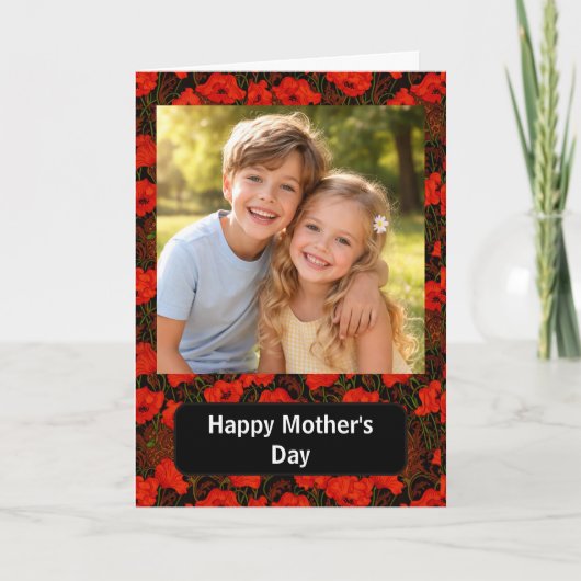Custom Photo Happy Mother’s Day floral Poppies カード (正面)