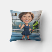 Custom Photo Head Padel/Pickleball Player Caricatu クッション (裏面)