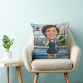Custom Photo Head Padel/Pickleball Player Caricatu クッション (椅子)