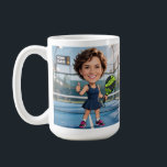 Custom Photo Head Padel/Pickleball Player Caricatu コーヒーマグカップ<br><div class="desc">Make them the star of the court! This isn't just another sports gift; it’s a hilarious, personalized caricature waiting for your creative touch. This design features a dynamic cartoon body of a female padel or pickleball player on the court, racket in hand and giving a thumbs up. The best part?...</div>