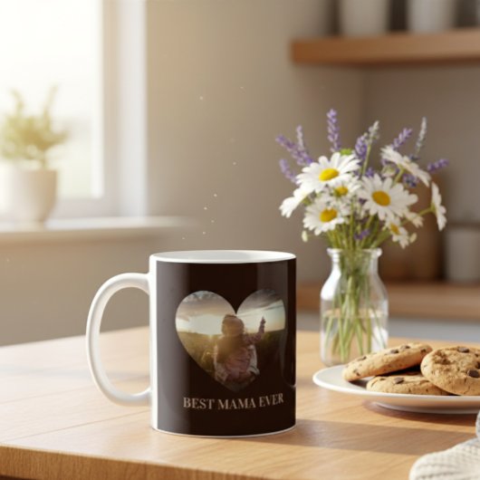 Custom Photo Heart Coffee Mug mom gift コーヒーマグカップ