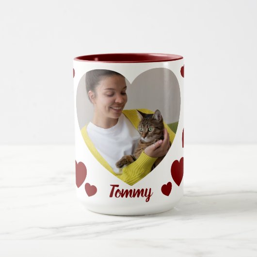 Custom Photo Heart Mug: A Keepsake for Cat Lovers マグカップ (中央)