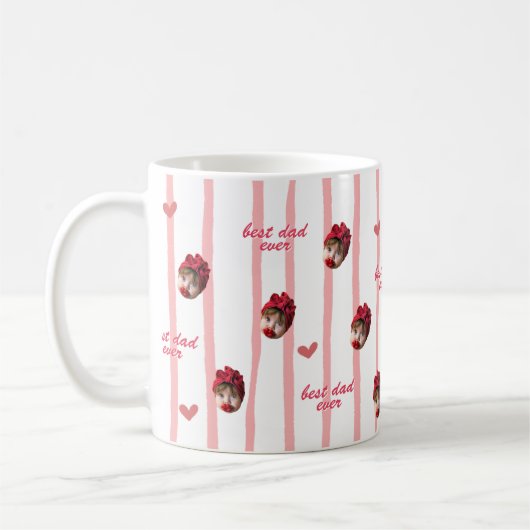 Custom Photo Heart Pattern Mug for Father's Day コーヒーマグカップ (左)