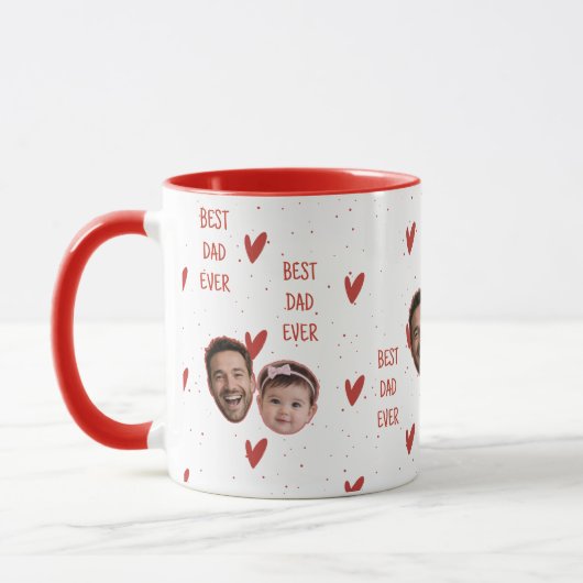Custom Photo Heart Pattern Mug for Father's Day マグカップ (左)