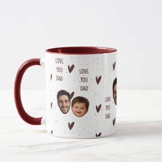 Custom Photo Heart Pattern Mug for Father's Day マグカップ (左)