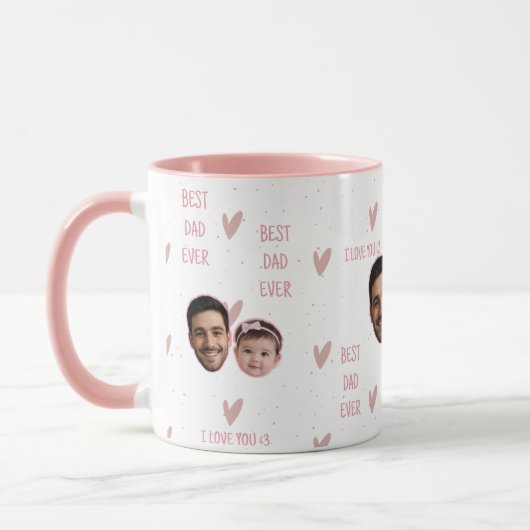 Custom Photo Heart Pattern Mug for Father's Day マグカップ (左)