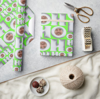 Custom Photo HO HO HO Wrapping Paper – Funny Xmas ラッピングペーパー