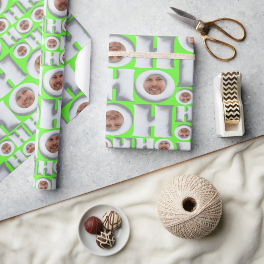 Custom Photo HO HO HO Wrapping Paper – Funny Xmas ラッピングペーパー (クラフト)