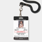 Custom Photo ID Badge for Kids with Emergency Cont バッジ (Front with Lanyard)